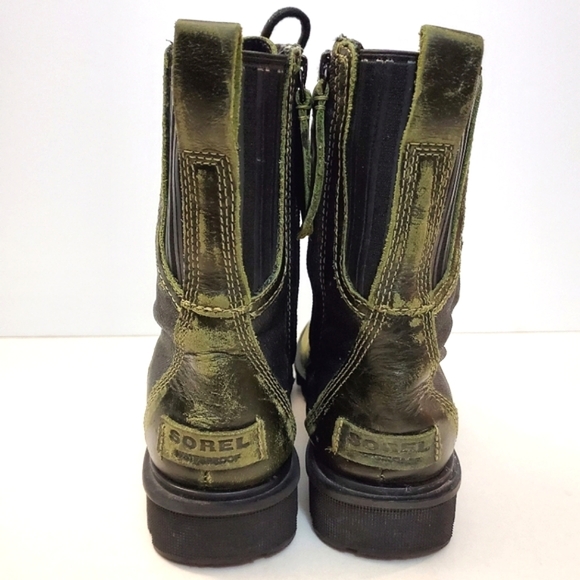 Sorel - Phoenix Green Distressed Lace Up Combat Boots - Size 5.5 - Picture 5 of 9